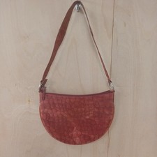 DKNY Shoulder Bag Red Croc-Embossed Genuine Leather