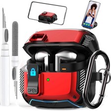 Galaxy Buds 3 Pro/3/3 FE Shockproof Case Cover with Stand  Clip, Black/Red