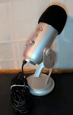 Blue Yeti Silver Microphone Gain Pattern Mute W/ Stand  Cord