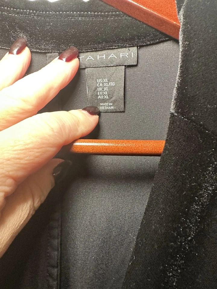 Chaqueta Blazer Tahari Para Mujer Negra Un Botón Terciopelo Talla XL Foto 3 de 4