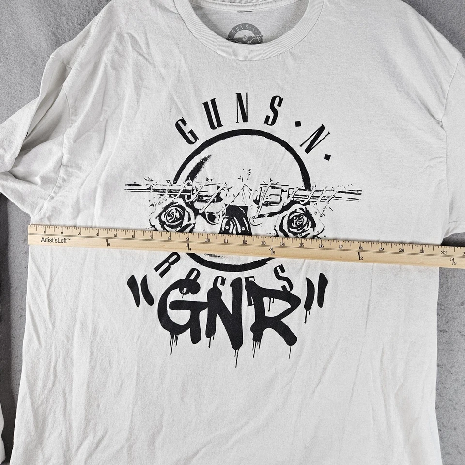 Camisa masculina Guns N' Roses extra grande branca manga longa gráfica tour GN'R - Imagem 4 de 4