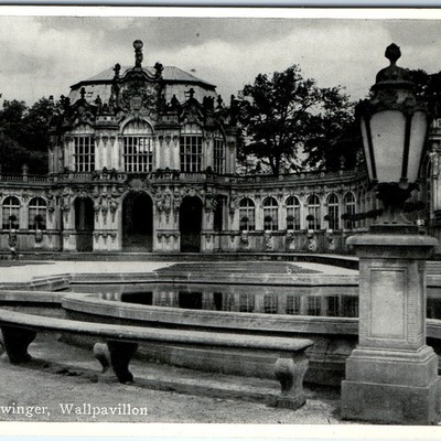 c1930s Dresden Germany Postcard Zwinger Wallpavillon Baroque Palace Court Pool