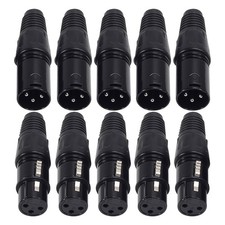 10pcs 3 Pin XLR Audio Jack Microphone Connector - 5 Male and 5 Female XLR Con...