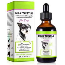 Milk Thistle Dog Drops for Dogs 60ml - Liver Detox & Kidney Health Support UK