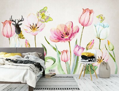 3D Flower Butterfly 20286NA Wallpaper Wall Murals Removable Wallpaper Fay