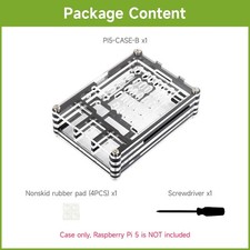 Waveshare Transparent and Black Acrylic Case for Raspberry Pi 5 Supports Cooler