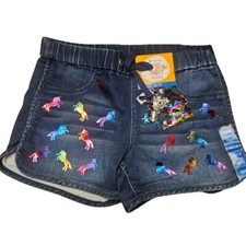 Member's Mark Girl's Denim Short With Removable Accessory Unicorn 10/12