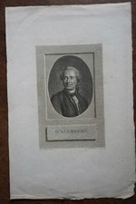 ALEMBERT JEAN D' (1717-1783) PORTRAIT ENGRAVING 19th century  PARIS