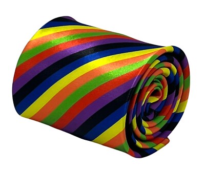 Frederick Thomas Regenbogen Bunt Gestreifter Herren Krawatte