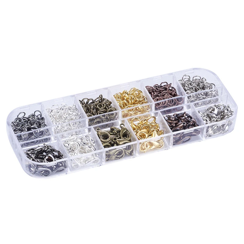 1 caja cierres de garra de langosta de aleación de 12 mm cierre de gatillo y anillo de salto de hierro de 5 mm 6 colores Foto 2 de 4