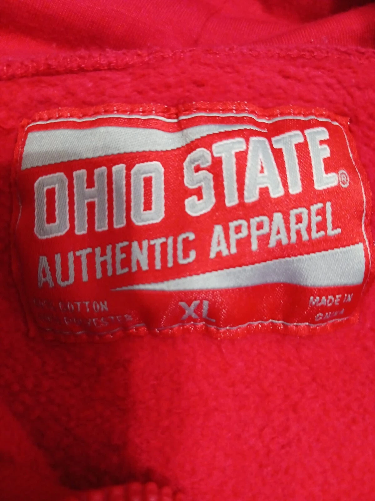 VETEMENTS Felpa con cappuccio zip intera OHIO STATE UNIVERSITY 1870 RED Varsity taglia XL