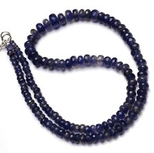 Natural Gem Iolite Faceted 4 to 8MM Rondelle Beads Necklace 19" Water Sapphire