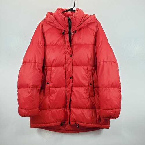 Zara TRF Puffer Chaqueta Roja Para Mujer Con Capucha Talle M | eBay