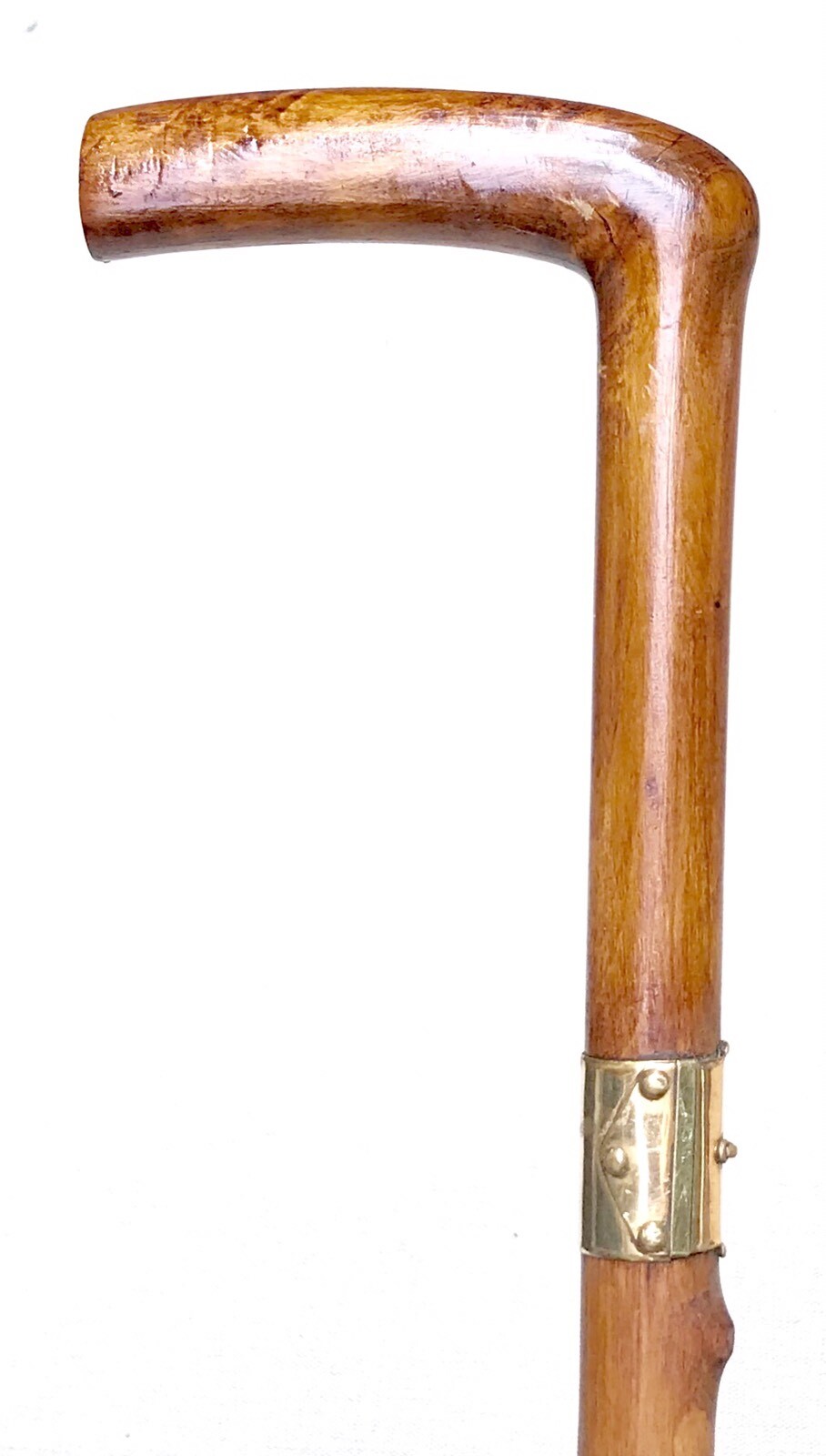 Vintage Antique 1894 Gold Filled Belt Buckle Mount Knobby Walking Stick Cane Old