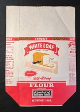 RARE Vintage White Loaf Flour paper BAG SACK 5lb Robbins Bros. Auburn, KY Roller