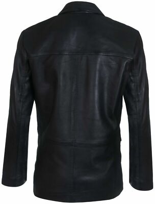 Men's Black Genuine Leather Blazer Soft Real Italian Tailore