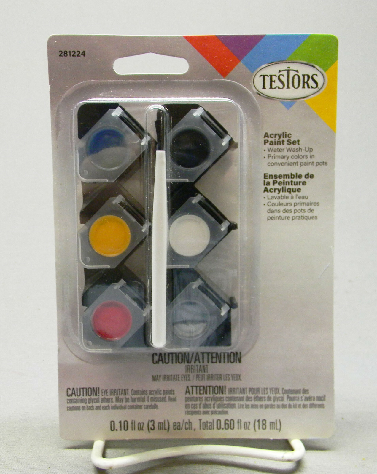 TESTORS ACRYLIC PAINT 6 PRIMARY COLOR SET w/ BRUSH (replaces 9001