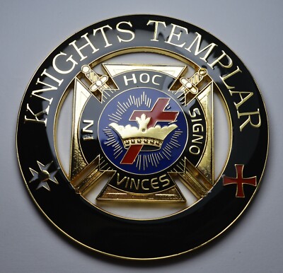 Großes FREIMAURER Auto Emblem/Deko/Abzeichen. TEMPELRITTER. Freimaurer. 75mm 