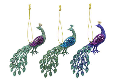 Gisela Graham Pfau Weihnachtsbaumschmuck Hängeornament 3 sortiert