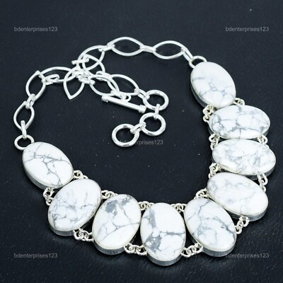 Valentines Sale Natural Howlite Birthday Chain Elegant Necklace Sterling Silver