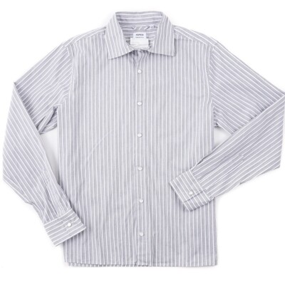 Aspesi Classic-Fit Gray Stripe Snap-Front Cotton Shirt M (Eu 40) New