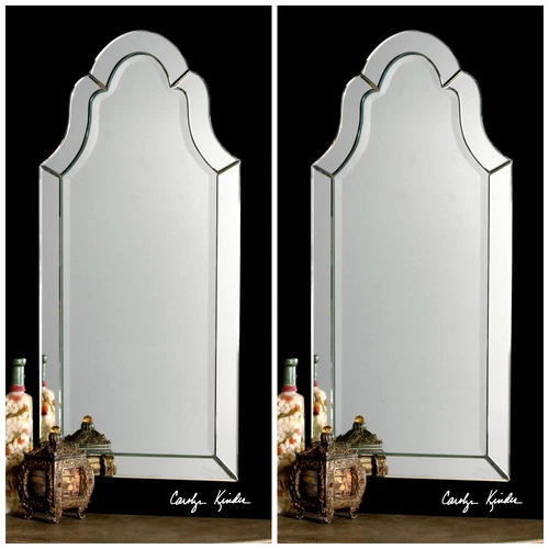TWO HOVAN UPSCALE MODERN DECOR XXL 44" ARCHED BEVELED WALL MIRROR 11912 - Picture 1 of 5