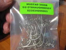 50 Mustad Saltwater Fish Hooks / 3406B O'Shaughnessy Size 5/0