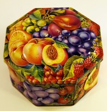 1998 Churchill's Fruit Jellies Embossed Octagonal Tin Empty 3.75" Tall