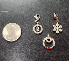 Authentic Swarovski 3 Piece Combo Snowflake, R  Circle Crystal Pendants Charms