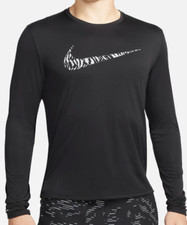 Nike Mens Running Division L/S Shirt M Black Dri‑FIT UV Swoosh DM4707‑010