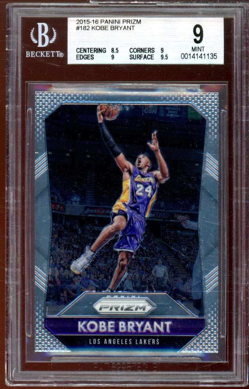 Kobe Bryant Card 2015-16 Panini Prizm #182 BGS 9 (8.5 9 9 9.5)
