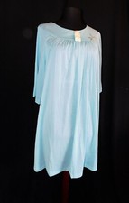 NWT NOS Vintage Van Raalte Turquoise blue lounge night gown, Irreg, Small 87735