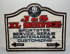 RARE VTG J&S XL Sportster Service 3D Wood Sign Repair Maintenance & Customizing