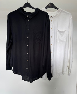 Damen Neu EX Papaya Leinen Mix Übergröße Shirt Größe 20 22 24