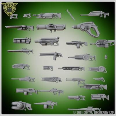 Sci Fi Waffen Pack für 28mm Stargrave Mini Grim Dark Kit Bash Ersatzteile Gaslands