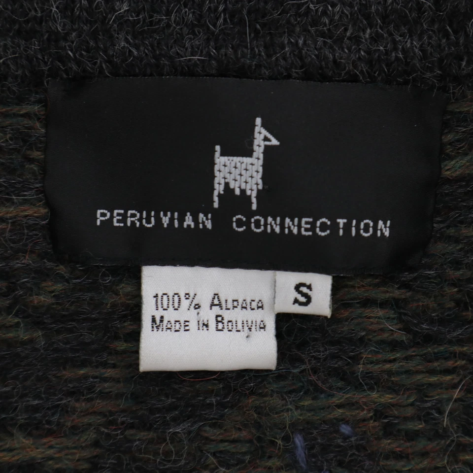 Peruvian Connection Jacket Coat Alpaca S Olive Green Floral Purple Red Buttons - Image 4 of 4