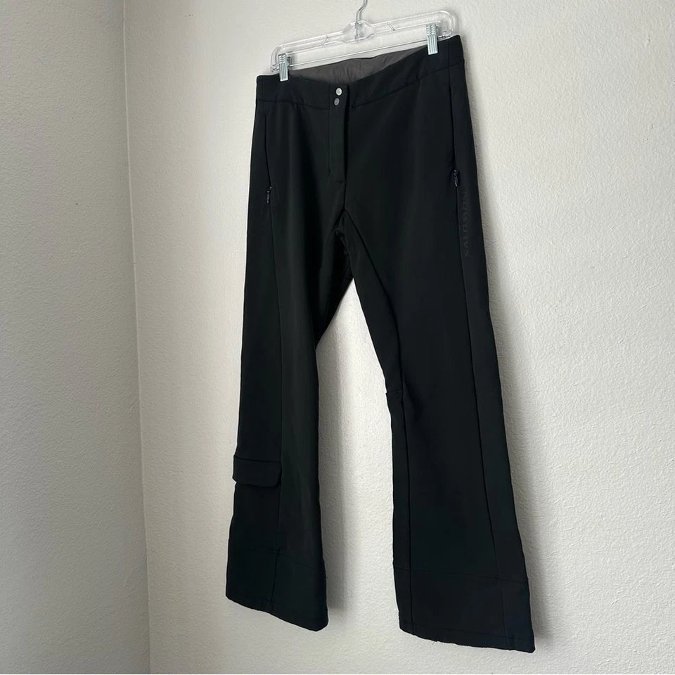 SALOMON Negro Acampanado Esquí Nieve Pantalones Salomon Nieve Cintura Ajustable Foto 2 de 4