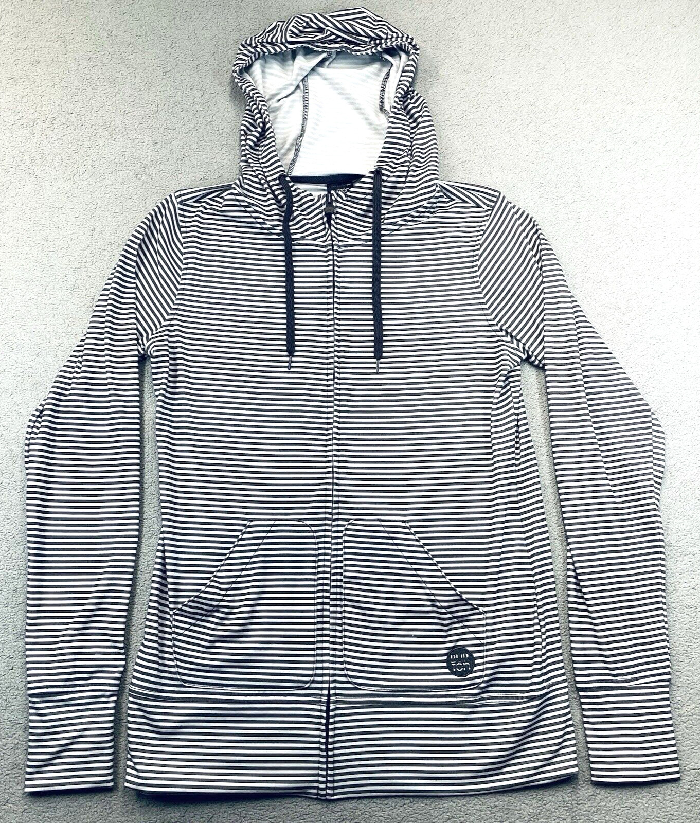 Burton Womens DryRide Hoodie M Full Zip White Brown Striped