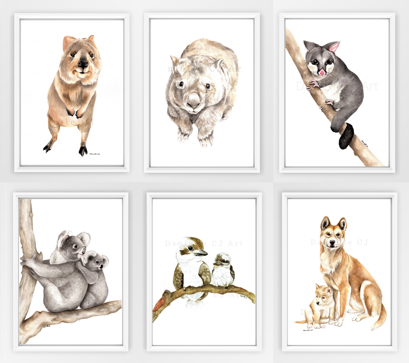 Set of Six Australian Animal Prints - nursery art prints, watercolour  artwork | eBay