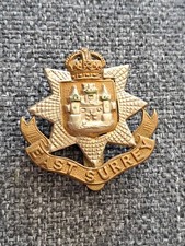 East Surrey Cap Badge With Slider & Multiple Sweat Holes To The Rear 