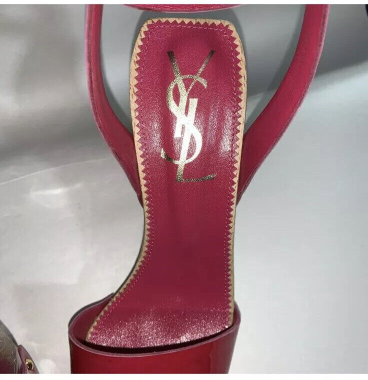 Cinturino PLATFORM ROSSO ROSSO SAINT LAURENT taglia 37 in pelle verniciata