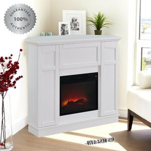 Wall Corner Electric Fireplace White Heater Mantel Led Flame Timer