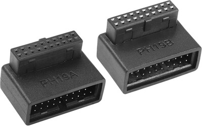 2PCS USB 3.0 19/20 Pin 90 Degree Adapte YACSEJAO 90 Male Black 