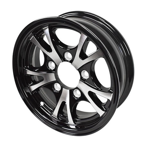 LIKE NEW - 12X4 5-Lug on 4.5" Aluminum Trailer Wheel - Black Inlay