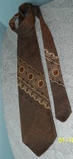 Vintage Retro 1960-1970's 55" x 4.5" Wembley Wemlon Brown Geometric Stripe Tie