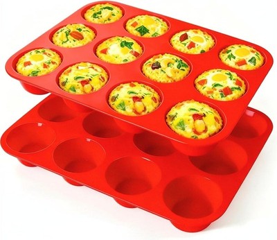 Silicone Mold for Baking, 12 Cup Nonstick Muffin Pan 2Pcs | Food-Grade Silicone 