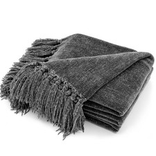 Throw Blanket Soft Cozy Chenille Throw Blanket with Fringe Tassel for Couch Sofa