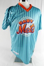 2024 Syracuse Mets Mike Brosseau #19 Game Used Signed Blue Jersey Baby Mets 9