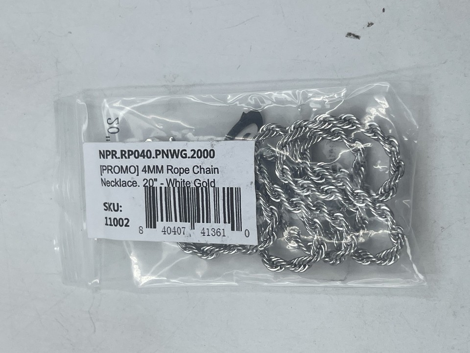 Unisex 20-Inch 4mm Rope Chain 14K White Gold Plated GLD | eBay