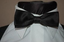 NEW Quality Mens Black Satin SKINNY Bow Tie Pre Tied Adjustable Tuxedo USA